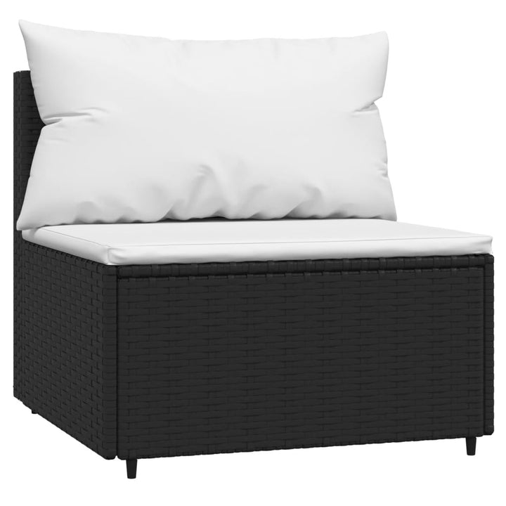 vidaXL 4 Piece Patio Lounge Set with Cushions Black Poly Rattan-4