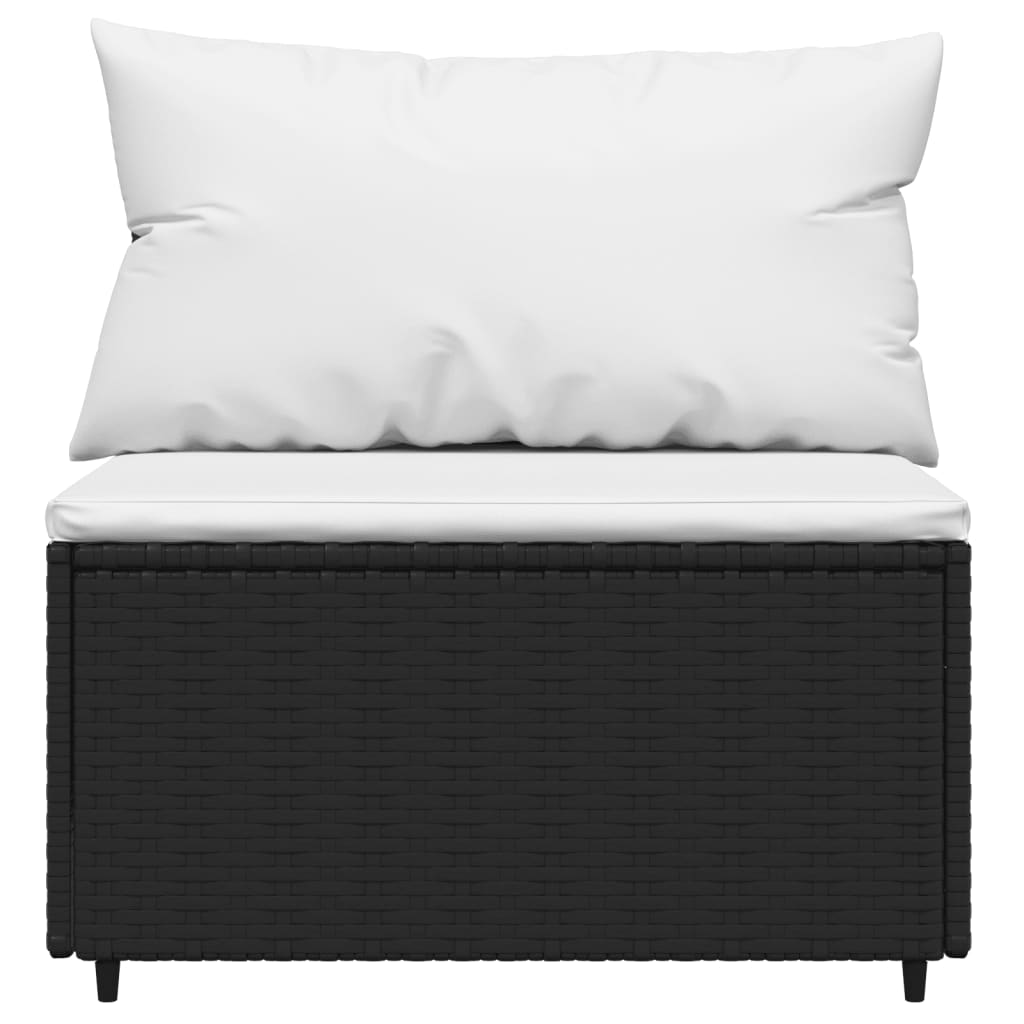 vidaXL 4 Piece Patio Lounge Set with Cushions Black Poly Rattan-5