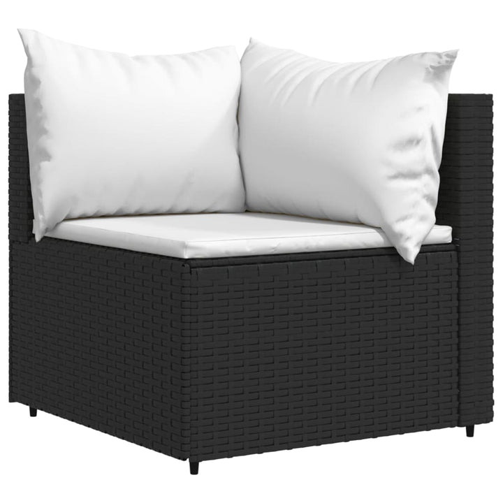 vidaXL 4 Piece Patio Lounge Set with Cushions Black Poly Rattan-2