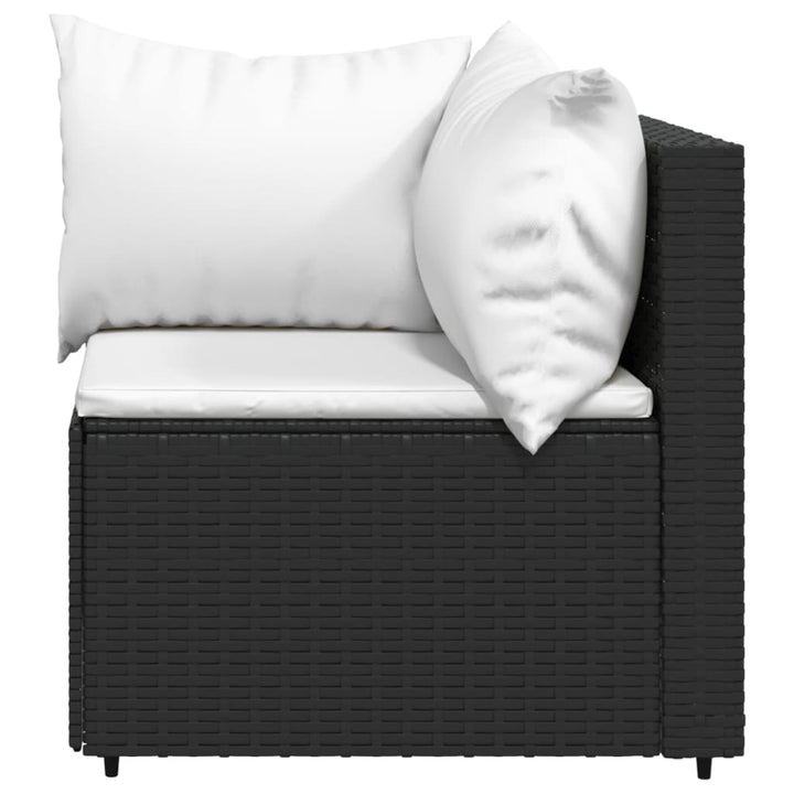 vidaXL 4 Piece Patio Lounge Set with Cushions Black Poly Rattan-3