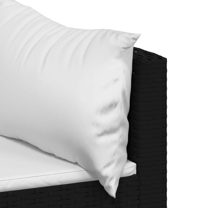 vidaXL Patio Corner Sofas with Cushions 2 pcs Black Poly Rattan-6