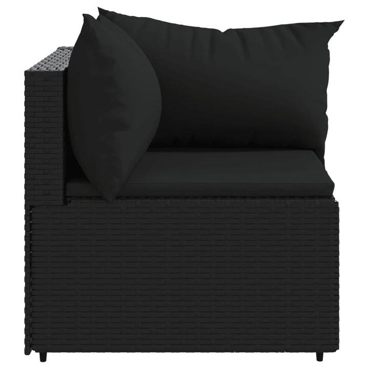 vidaXL Patio Corner Sofas with Cushions 2 pcs Black Poly Rattan-3