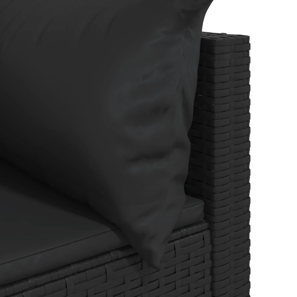 vidaXL Patio Corner Sofas with Cushions 2 pcs Black Poly Rattan-5