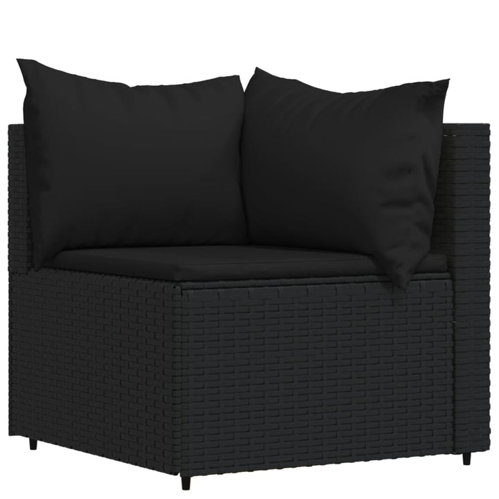 vidaXL 4 Piece Patio Lounge Set with Cushions Black Poly Rattan-2