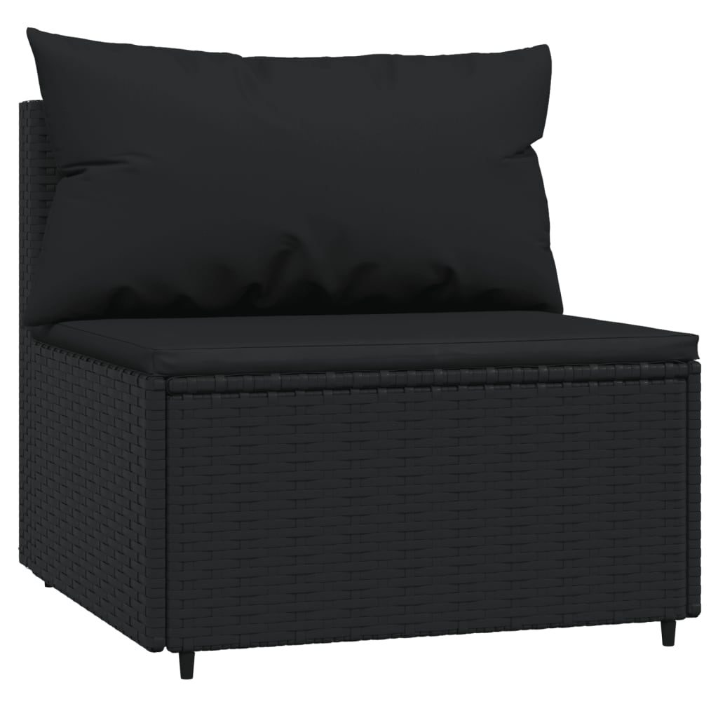 vidaXL 4 Piece Patio Lounge Set with Cushions Black Poly Rattan-4