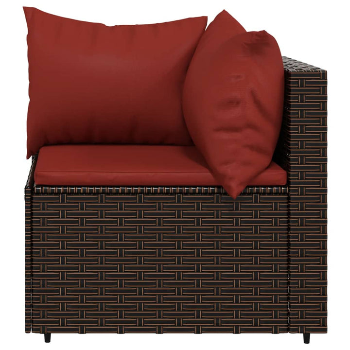 vidaXL 4 Piece Patio Lounge Set with Cushions Brown Poly Rattan-3