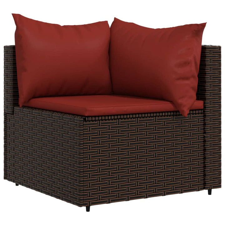 vidaXL 4 Piece Patio Lounge Set with Cushions Brown Poly Rattan-2