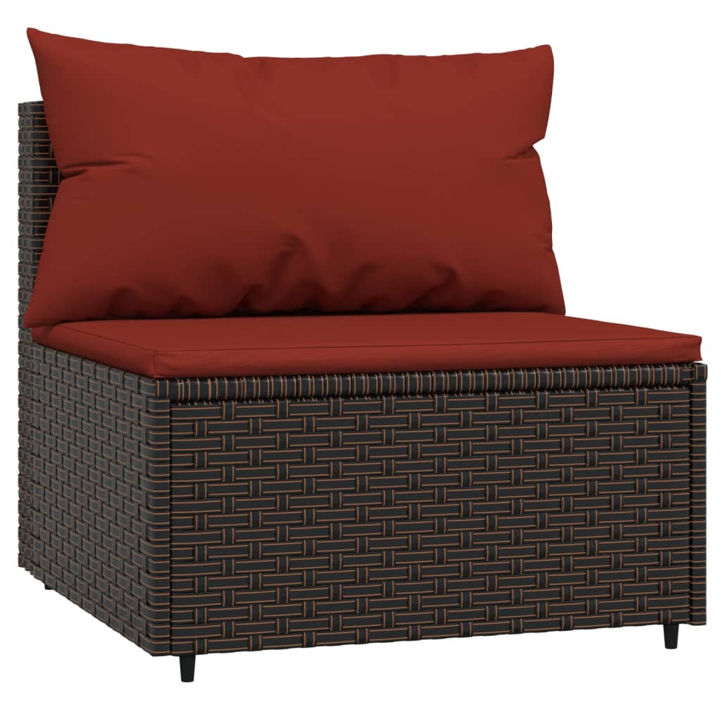 vidaXL 4 Piece Patio Lounge Set with Cushions Brown Poly Rattan-4