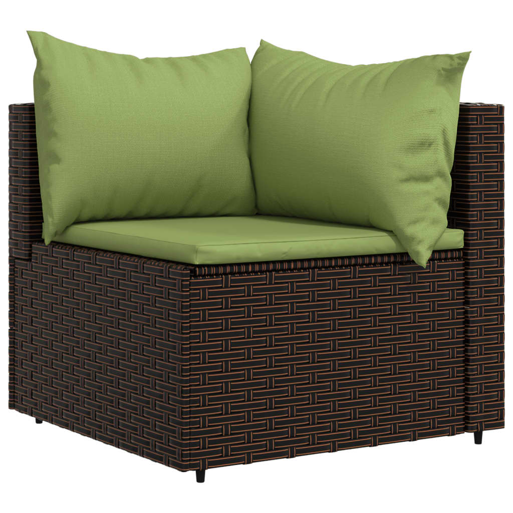 vidaXL 4 Piece Patio Lounge Set with Cushions Brown Poly Rattan-2