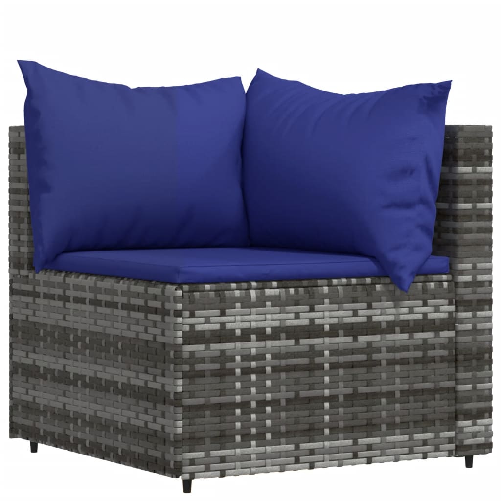 vidaXL 4 Piece Patio Lounge Set with Cushions Gray Poly Rattan-2