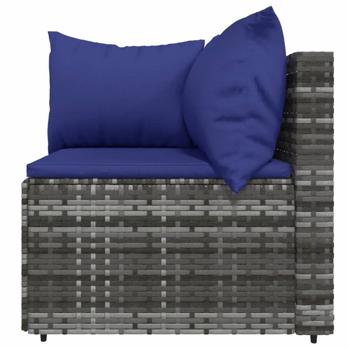 vidaXL 4 Piece Patio Lounge Set with Cushions Gray Poly Rattan-3