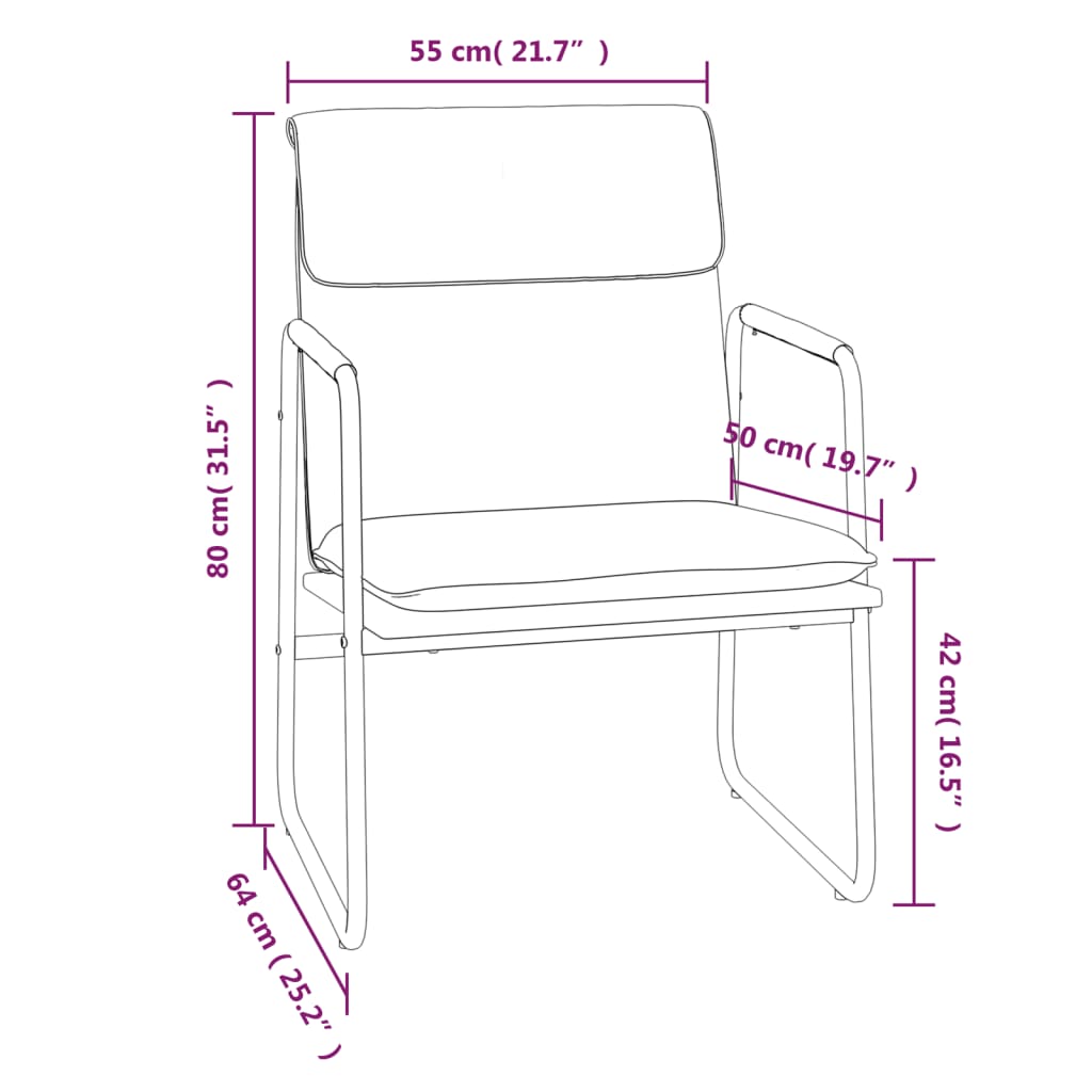 vidaXL Lounge Chair Black 21.7"x25.2"x31.5" Faux Leather-6