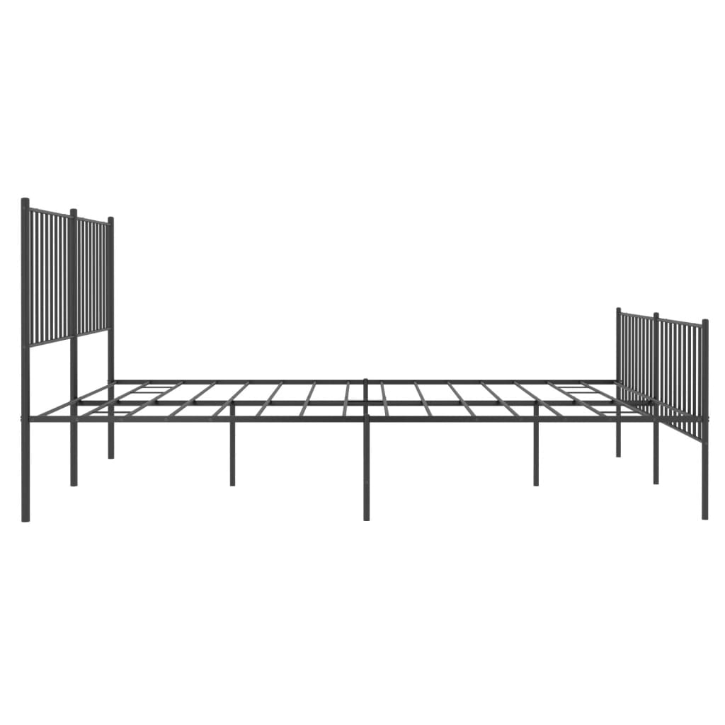 vidaXL Metal Bed Frame with Headboard and Footboard Black 59.8"x78.7"-4