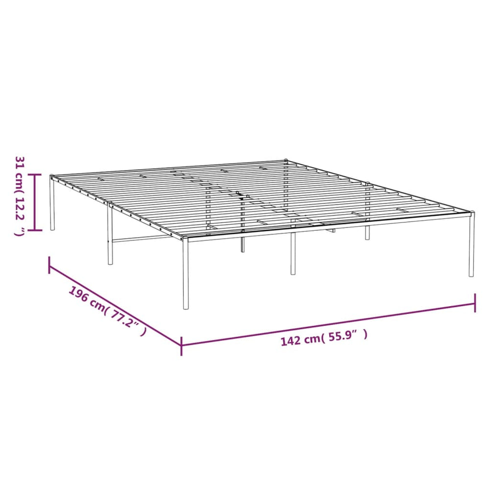 vidaXL Metal Bed Frame White 53.1"x74.8"-1
