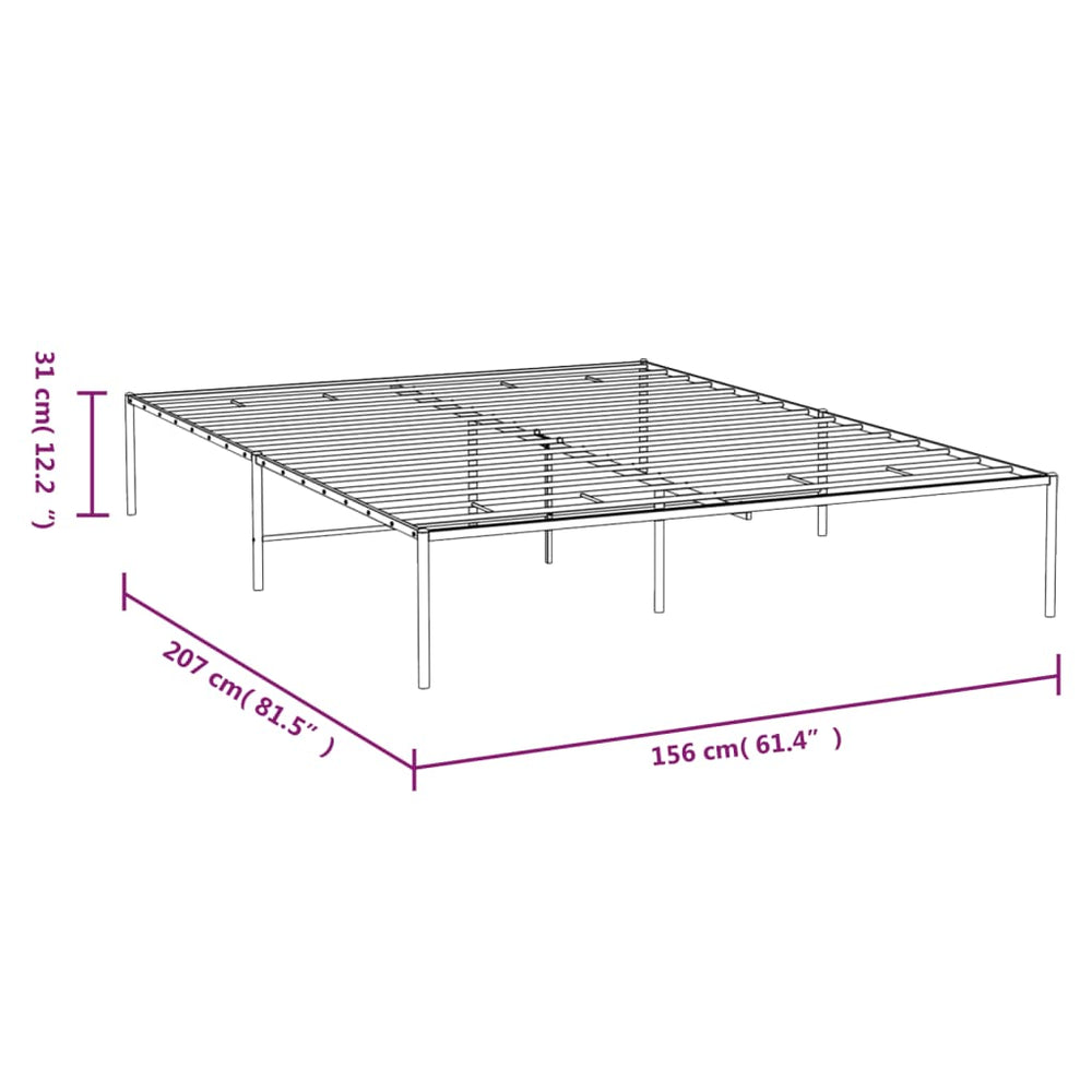 vidaXL Metal Bed Frame White 59.1"x78.7"-1
