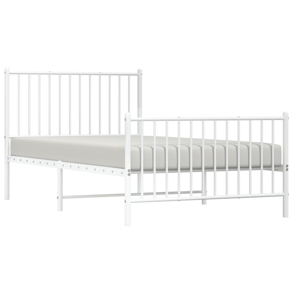 vidaXL Metal Bed Frame with Headboard and Footboard White 39.4"x74.8" Twin-2