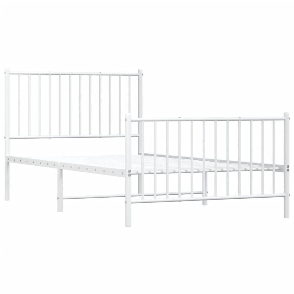 vidaXL Metal Bed Frame with Headboard and Footboard White 39.4"x74.8" Twin-3