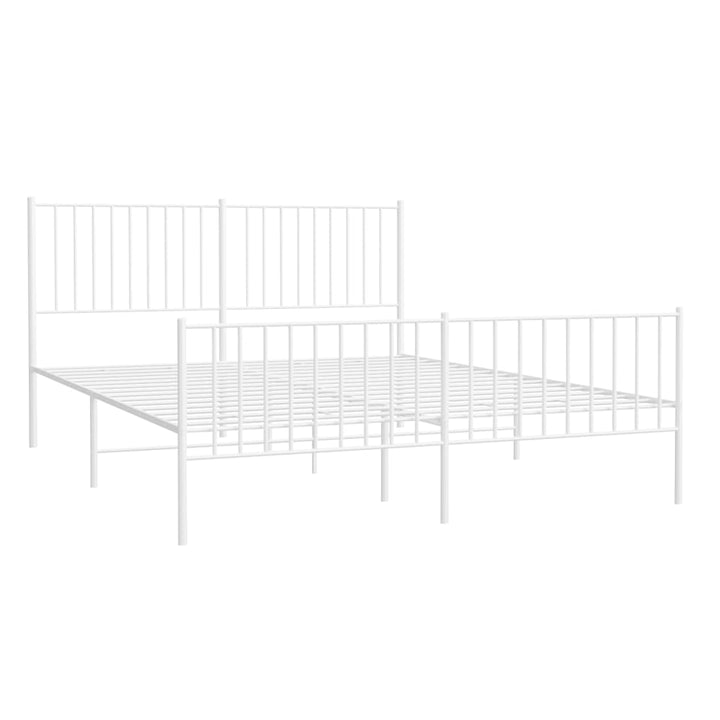 vidaXL Metal Bed Frame with Headboard and Footboard White 59.8"x78.7"-2