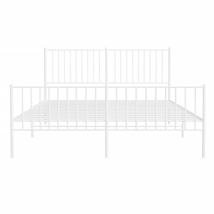 vidaXL Metal Bed Frame with Headboard and Footboard White 59.8"x78.7"-3