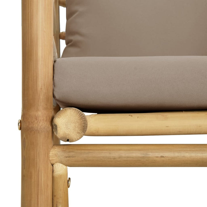 vidaXL Patio Sofa with Taupe Cushions Bamboo-4