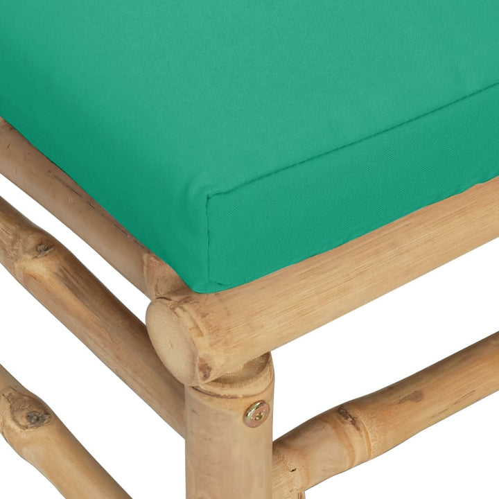 vidaXL Patio Corner Sofa with Green Cushions Bamboo-4