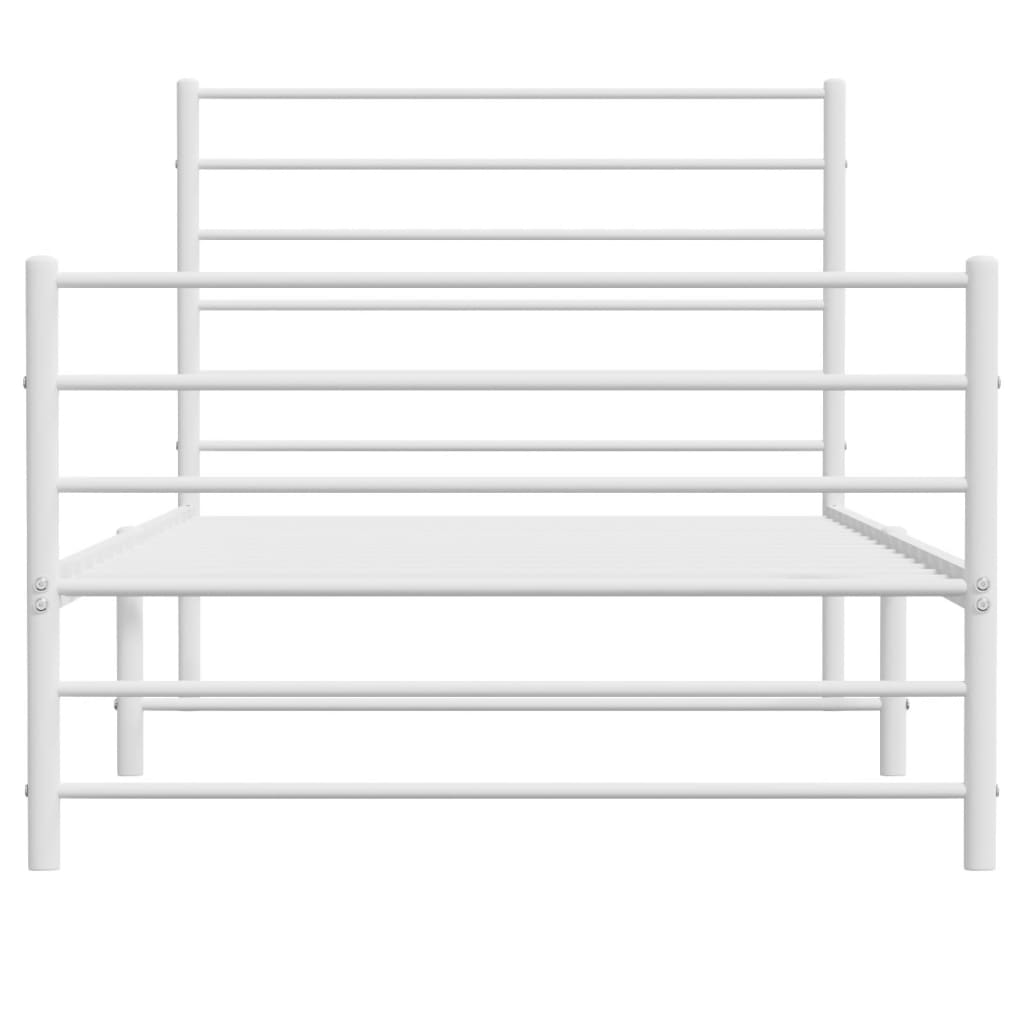 vidaXL Metal Bed Frame with Headboard and Footboard White 39.4"x78.7"-5