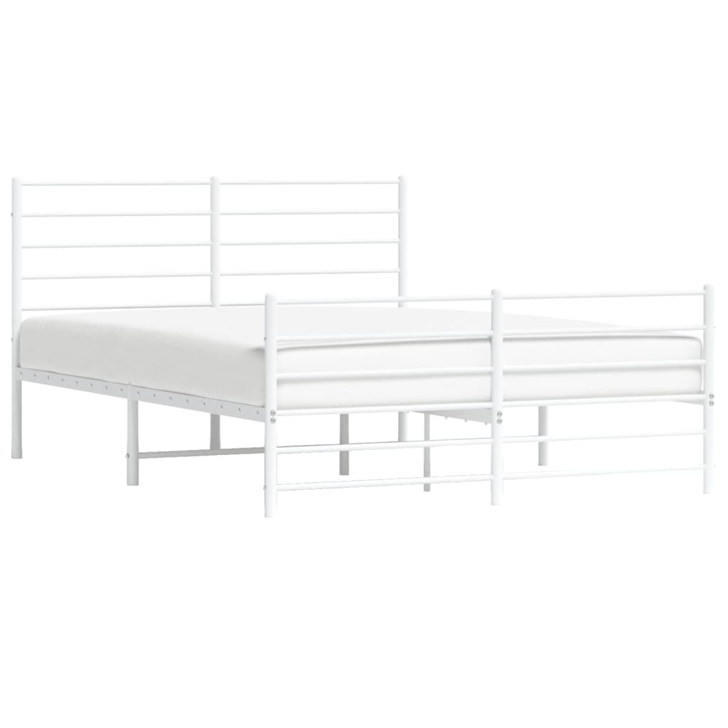 vidaXL Metal Bed Frame with Headboard and Footboard White 53.9"x74.8" Full-4