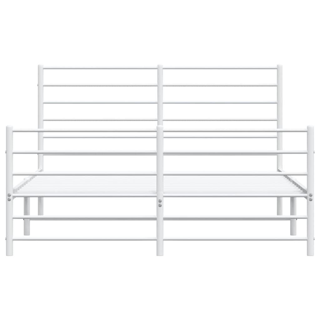 vidaXL Metal Bed Frame with Headboard and Footboard White 53.9"x74.8" Full-6