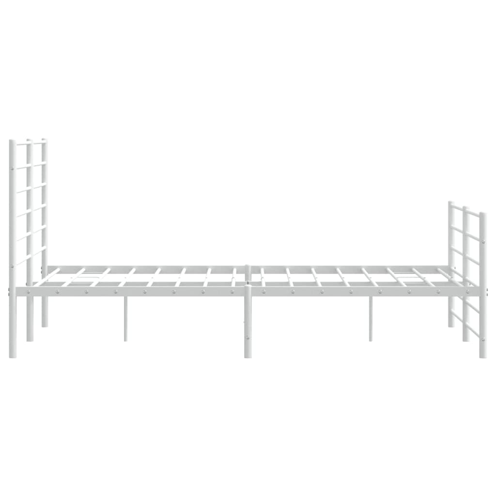vidaXL Metal Bed Frame with Headboard and Footboard White 53.9"x74.8" Full-7