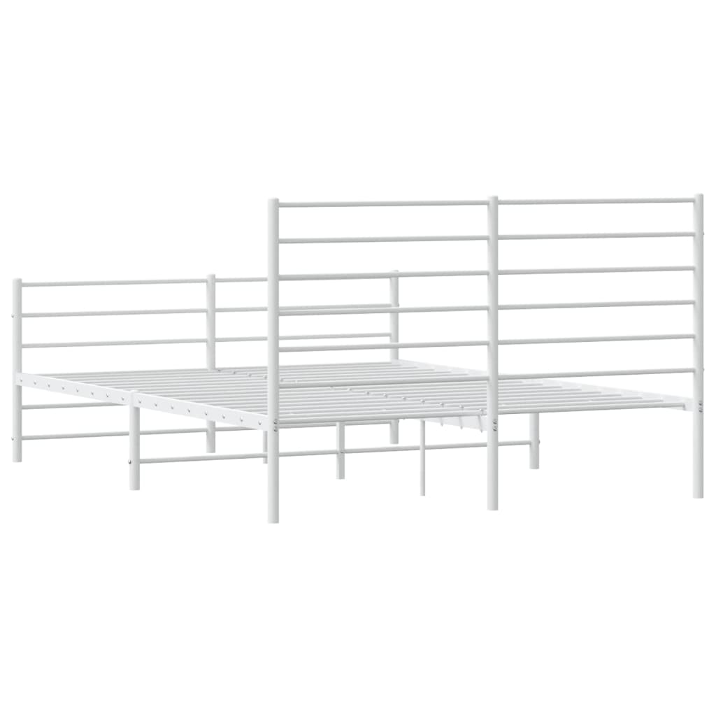 vidaXL Metal Bed Frame with Headboard and Footboard White 53.9"x74.8" Full-8
