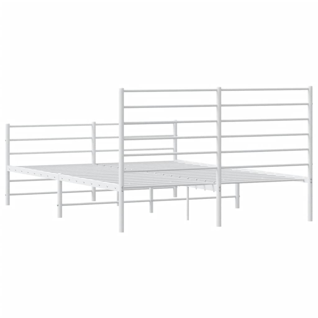vidaXL Metal Bed Frame with Headboard and Footboard White 59.8"x78.7"-8