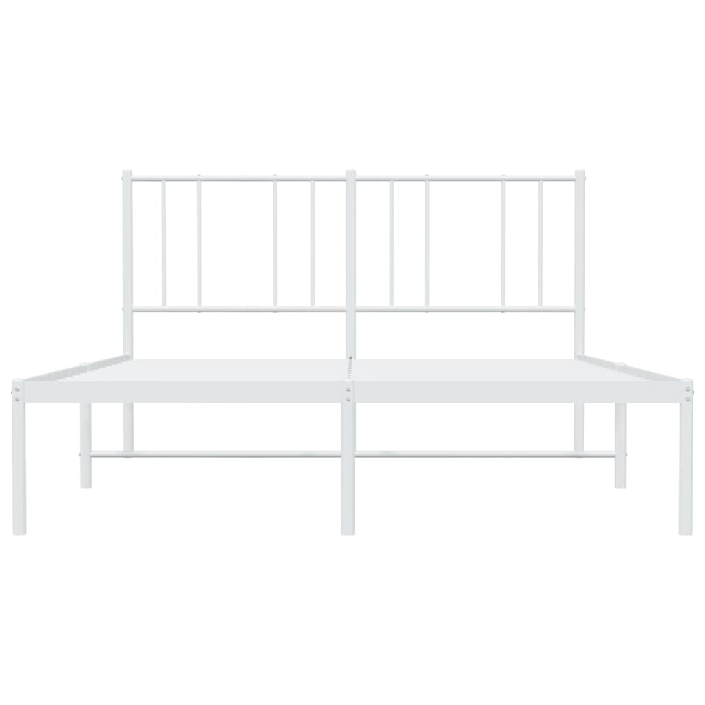 vidaXL Metal Bed Frame with Headboard White 59.8"x78.7"-5