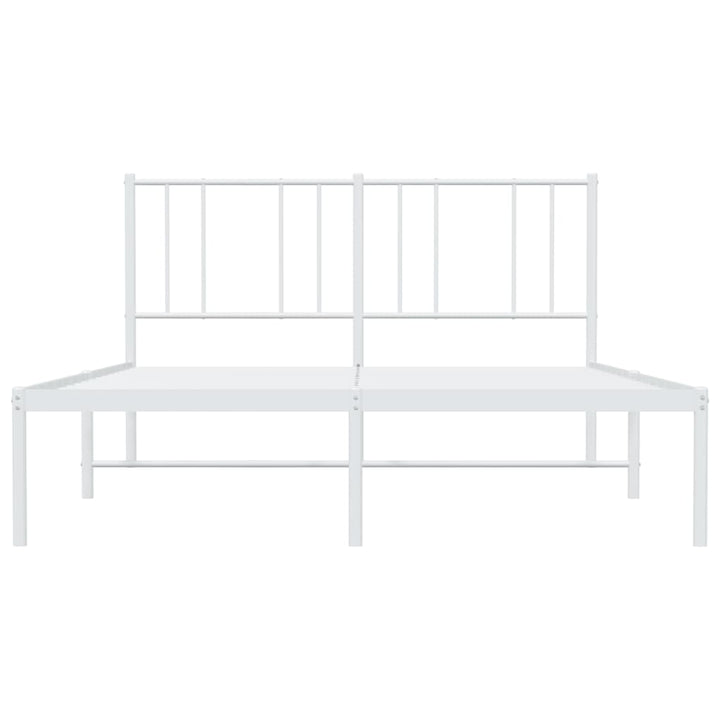 vidaXL Metal Bed Frame with Headboard White 59.8"x78.7"-5