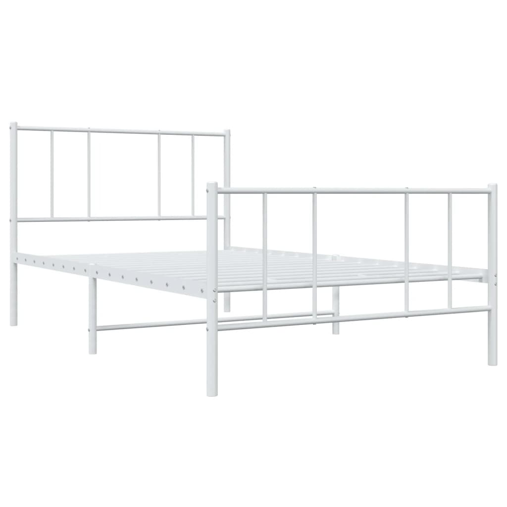 vidaXL Metal Bed Frame with Headboard and Footboard White 39.4"x74.8" Twin-4