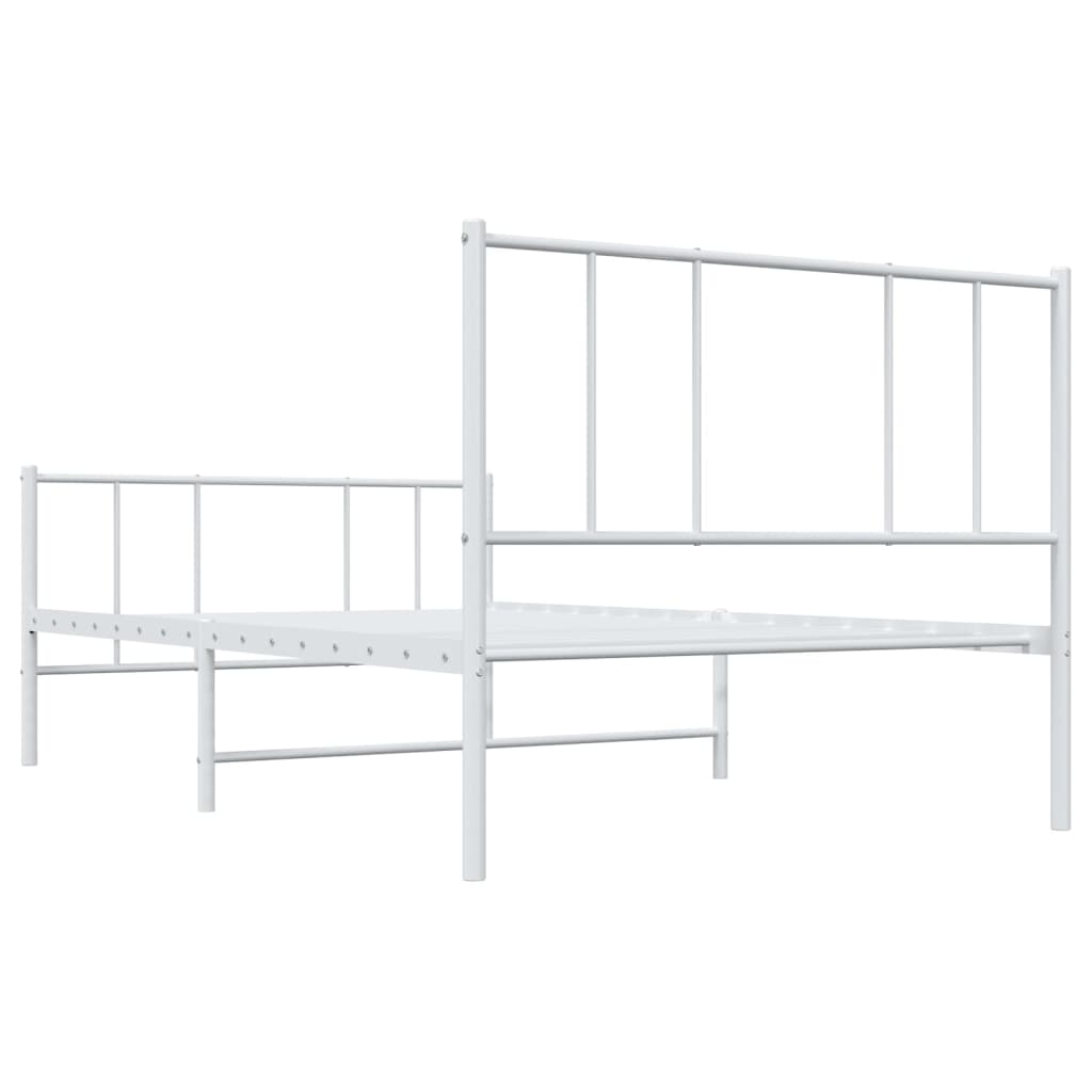 vidaXL Metal Bed Frame with Headboard and Footboard White 39.4"x78.7"-7