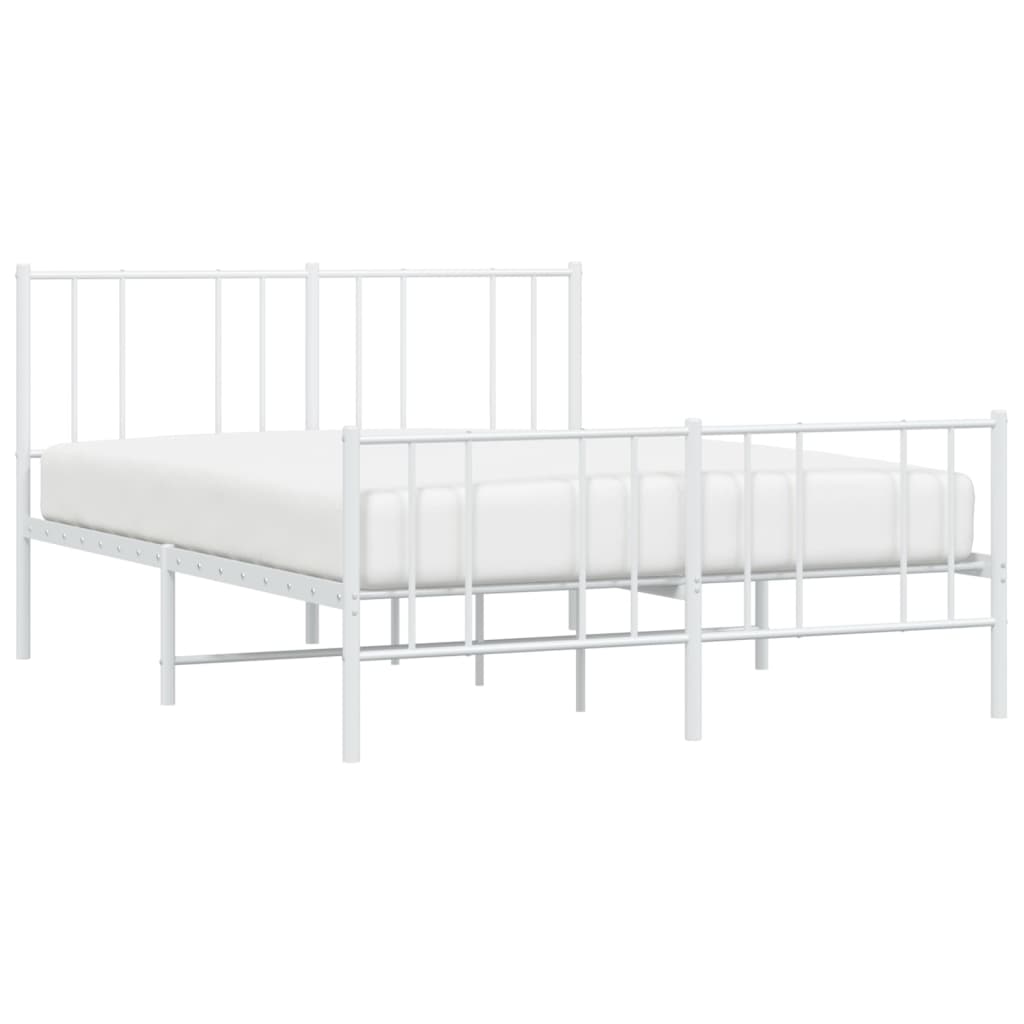 vidaXL Metal Bed Frame with Headboard and Footboard White 53.9"x74.8" Full-3