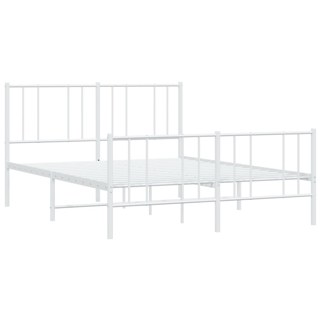 vidaXL Metal Bed Frame with Headboard and Footboard White 53.9"x74.8" Full-4