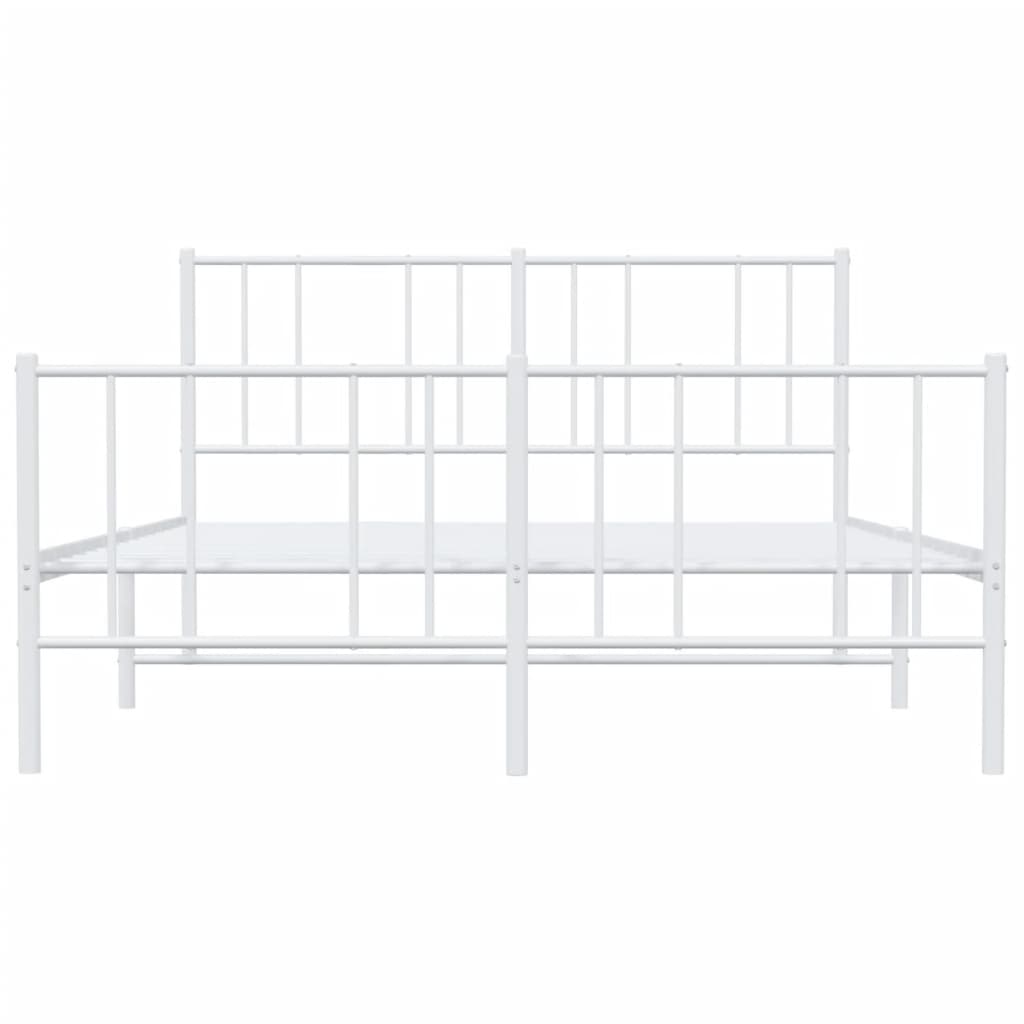 vidaXL Metal Bed Frame with Headboard and Footboard White 53.9"x74.8" Full-5