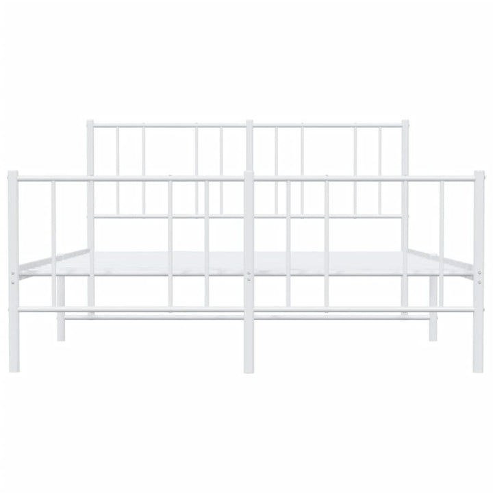 vidaXL Metal Bed Frame with Headboard and Footboard White 53.9"x74.8" Full-5