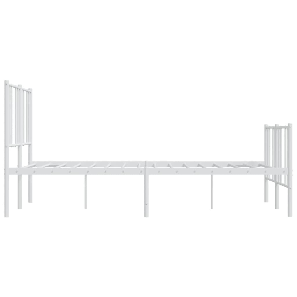 vidaXL Metal Bed Frame with Headboard and Footboard White 53.9"x74.8" Full-6