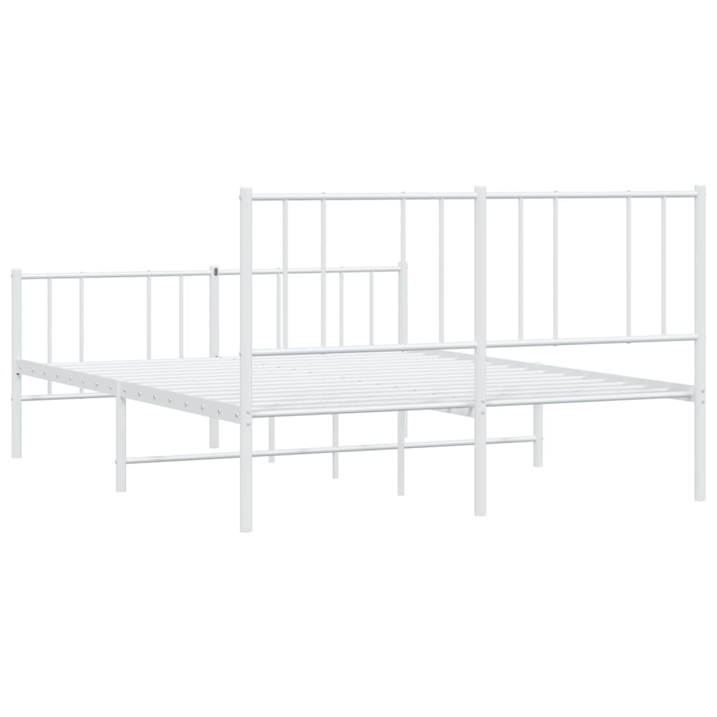 vidaXL Metal Bed Frame with Headboard and Footboard White 53.9"x74.8" Full-7
