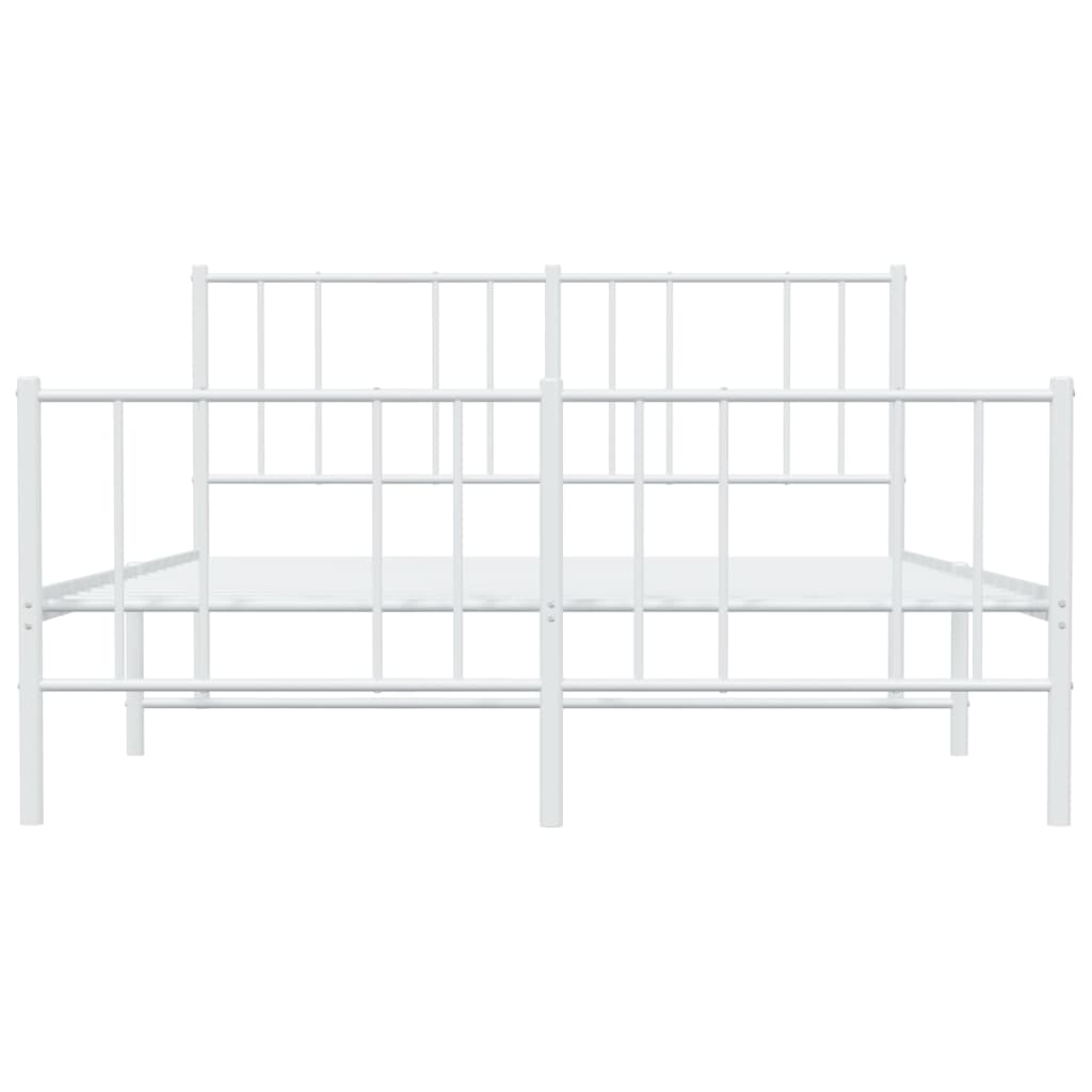 vidaXL Metal Bed Frame with Headboard and Footboard White 59.8"x78.7"-5