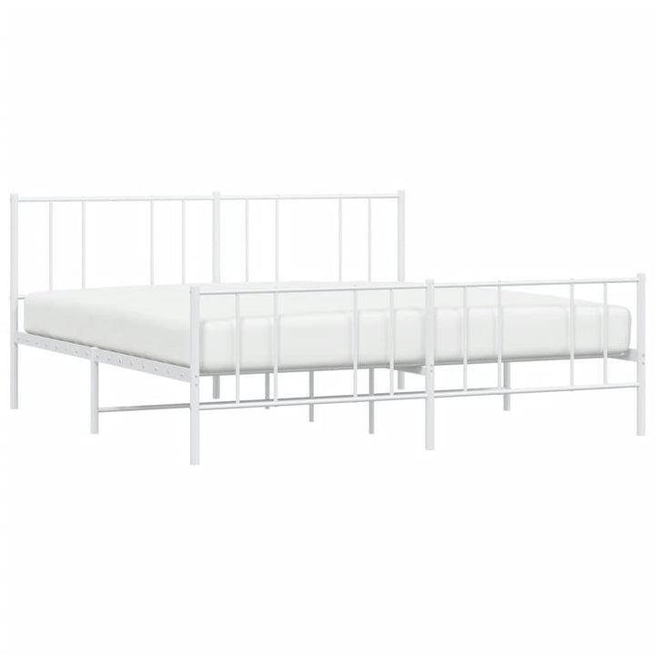 vidaXL Metal Bed Frame with Headboard and Footboard White 76"x79.9" King-3