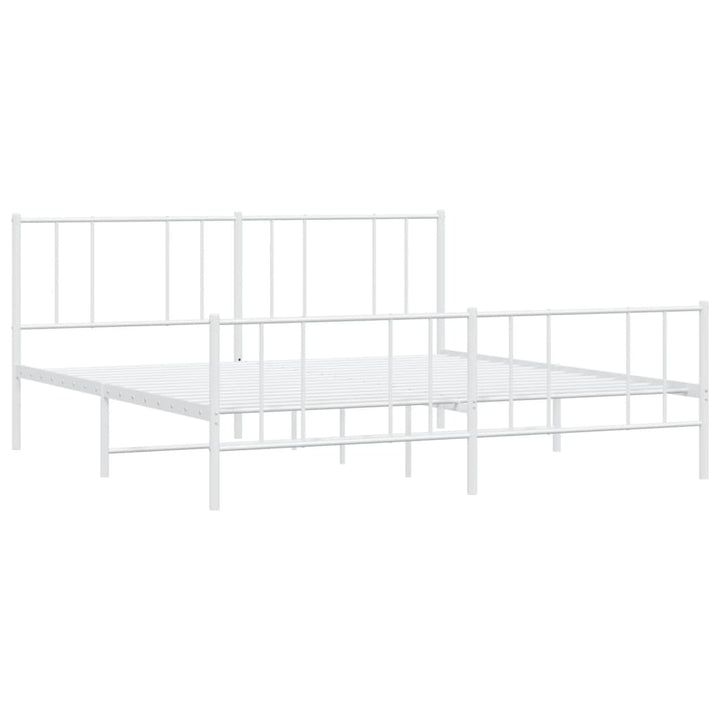 vidaXL Metal Bed Frame with Headboard and Footboard White 76"x79.9" King-4