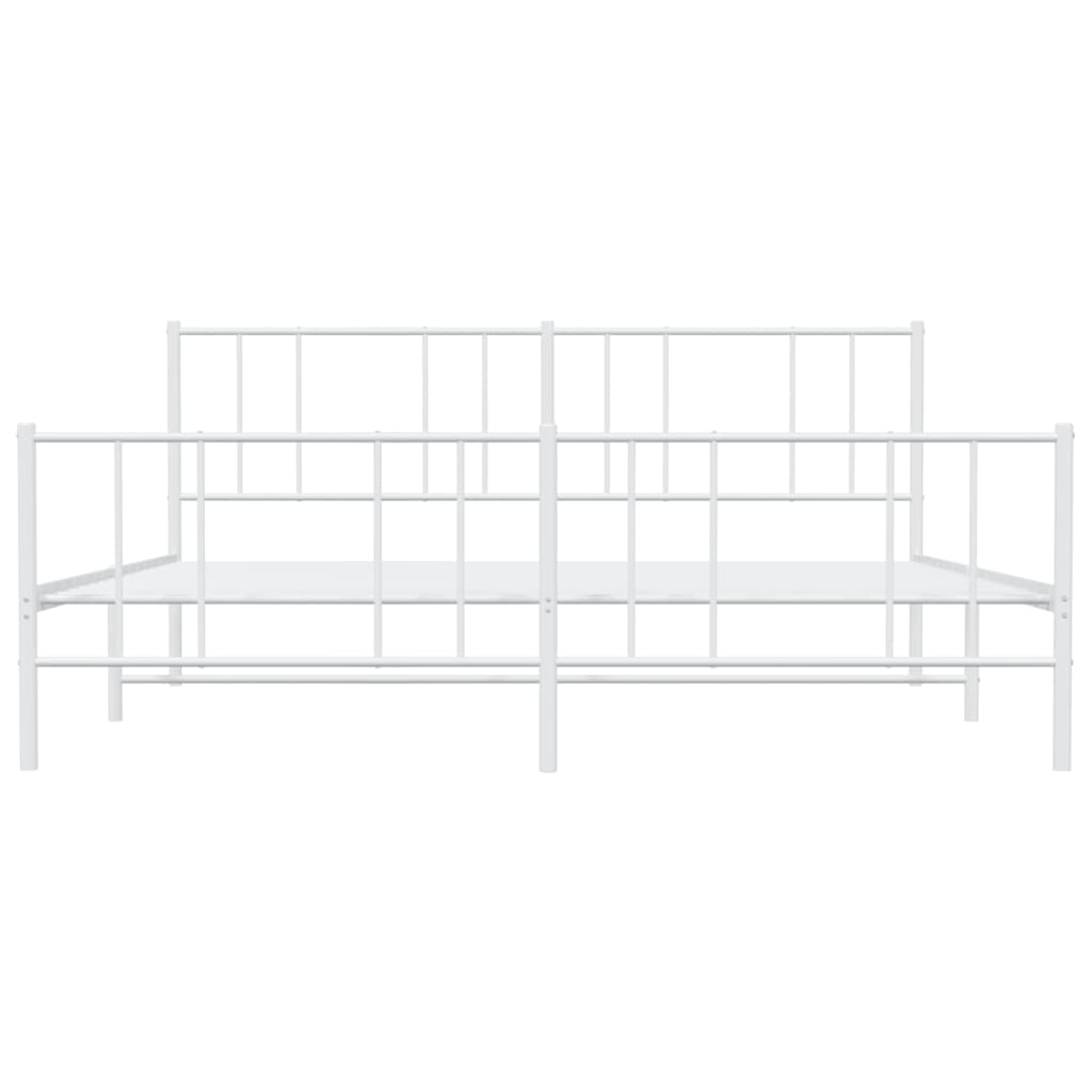 vidaXL Metal Bed Frame with Headboard and Footboard White 76"x79.9" King-5
