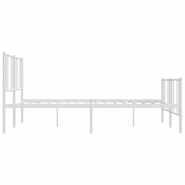 vidaXL Metal Bed Frame with Headboard and Footboard White 76"x79.9" King-6