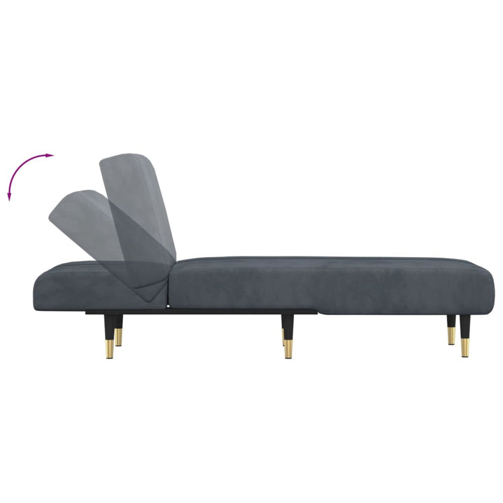 vidaXL Lounger Settee Lounge Sleeper Sofa Chair Bed Living Room Seating Velvet-3