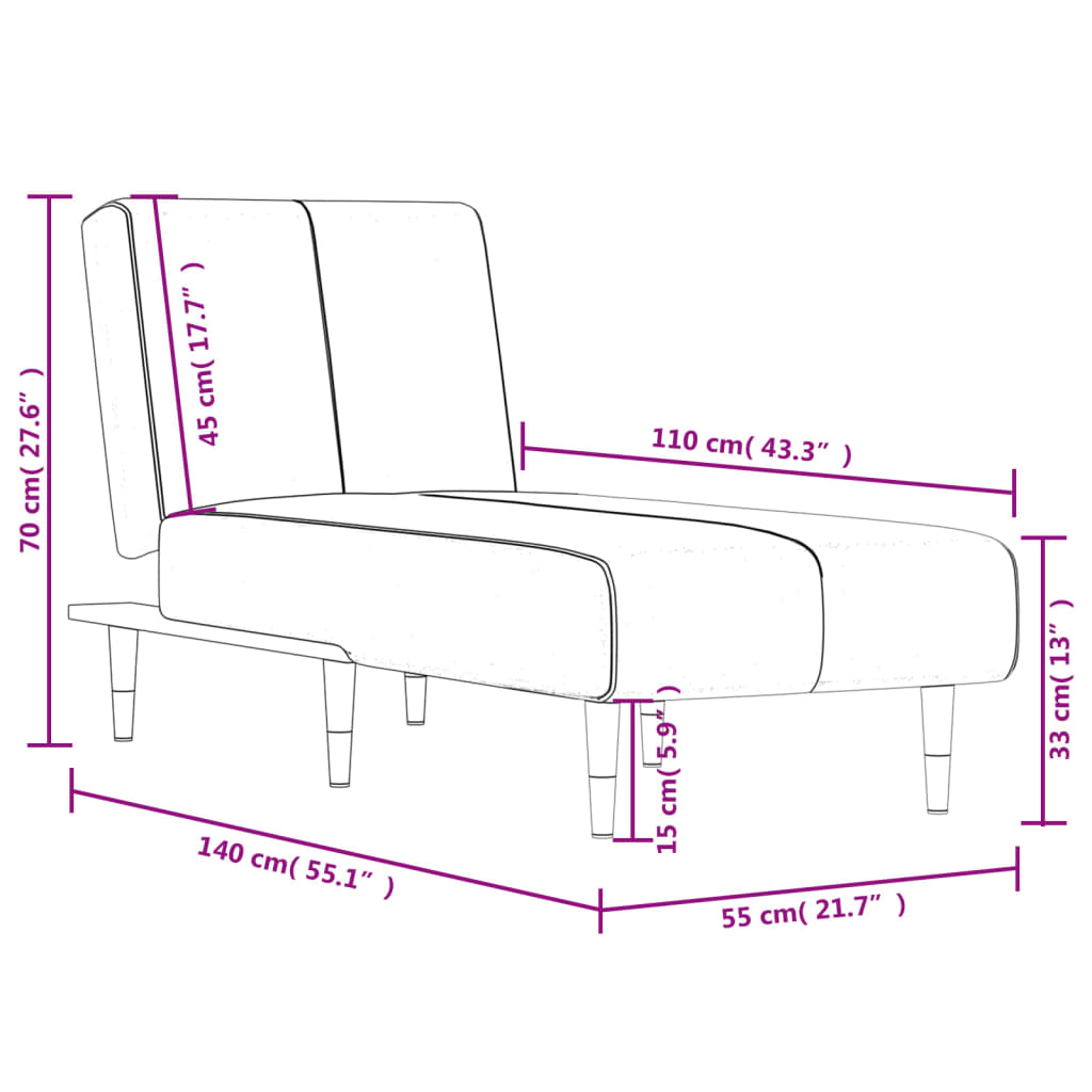 vidaXL Lounger Settee Lounge Sleeper Sofa Chair Bed Living Room Seating Velvet-5