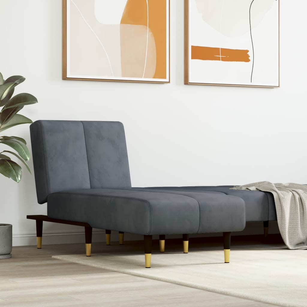 vidaXL Lounger Settee Lounge Sleeper Sofa Chair Bed Living Room Seating Velvet-12
