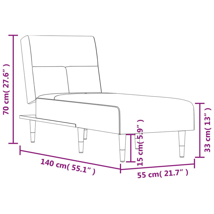 vidaXL Chaise Longue Reclining Chaise Sofa Chair for Living Room Office Velvet-5